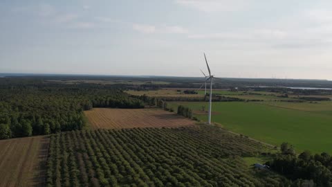 Drone Footage: Windmills and Solar Farm in Fayette, Michigan