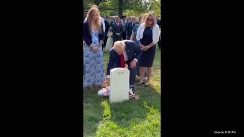 WATCH: Heartwarming Video Shows Trump Laying Flowers at Grave of Fallen Soldier