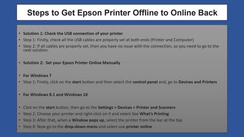 How to Change Epson Printer from Offline to Online? 1-800-439-5196