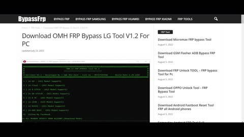 Download OMH FRP Bypass LG Tool V1.2 For PC