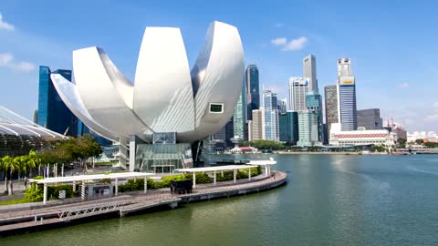 Singapore art center and skyscrapers