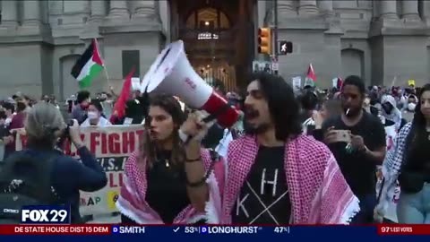 Pro-Palestinian protesters clash with police as presidential debate takes place