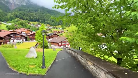 Refreshing summer rain in Brienz, Switzerland 🇨🇭 Swiss village 4K