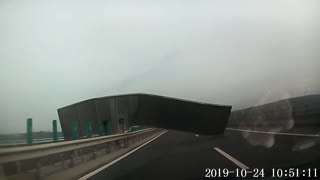 Metal Sheet Flies Off HVG On Motorway And Hits Audi