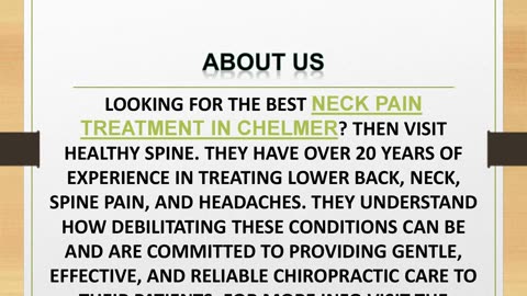 Best Neck Pain Treatment in Chelmer