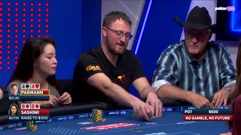 Sashimi Shoves Bluffs All-in with Small Pair! on No Gamble No Future!