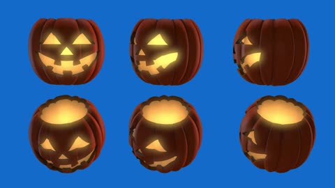 Halloween animation on blue background.