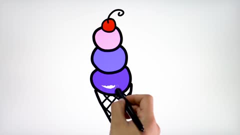 Drawing and Coloring for Kids - How to Draw Ice Cream 04