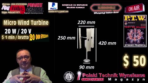 Micro Wind Turbine / Wind Energy / Green Energy / Free Air Energy / Dynamo 20 W / Turbina ogrodowa