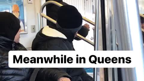 Meanwhile in queens man stands between doors