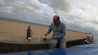 Go pro speed lapse making coffee at the beach