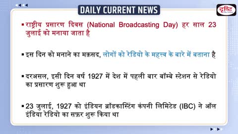 National Broadcasting Day - Daily Current News - Drishti IAS