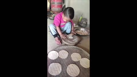 Cute Baby boy Making food