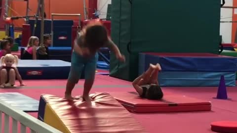 Collab copyright protection - little girl face plant mat gymnasium