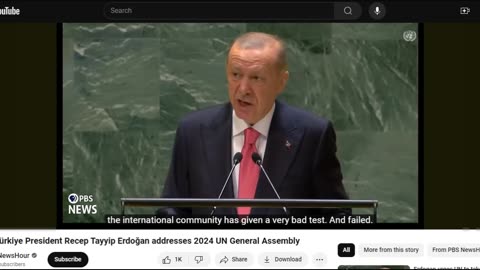 Erdogan address to United Nations on Sept. 24, stating Israel must stop war against Palestine now!