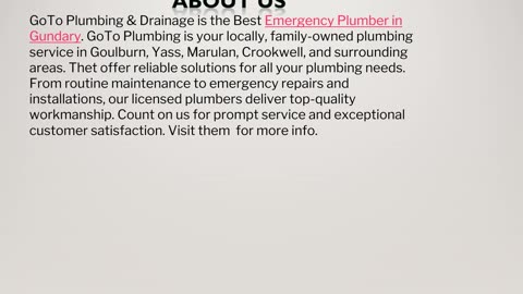 The Best Emergency Plumber in Gundary.