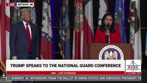 WATCH: Tulsi Gabbard Endorses Trump at National Guard Event in Detroit, MI - 8/26/24