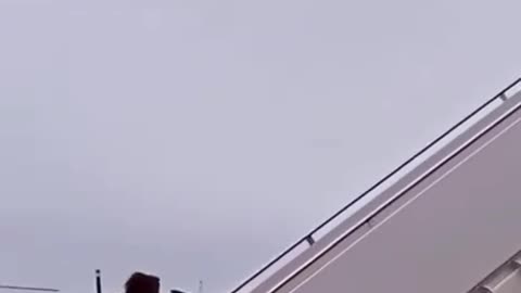 Corp Vice President Harris Walking Up The AF1 Stairs But AF1 Is Not Attached