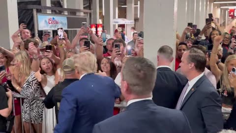 President Trump arrives at Bryant-Denny Stadium in Tuscaloosa for the Alabama vs. Georgia