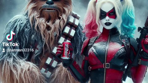 Harley Quinn and Chewbacca ai art