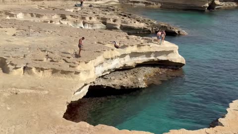 Cliff Jumping at St Peter's Pool Malta 🇲🇹