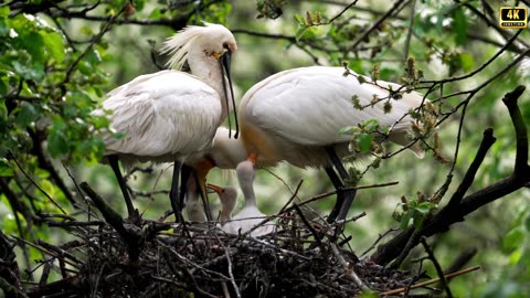 Beautiful Spoonbill Family Bonding over Feeding Time ❤️❤️