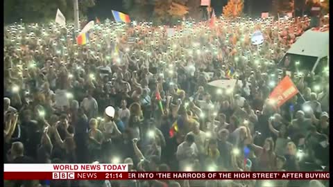 Protest against corruption and low wages (Romania) - BBC News - 10th August 2018