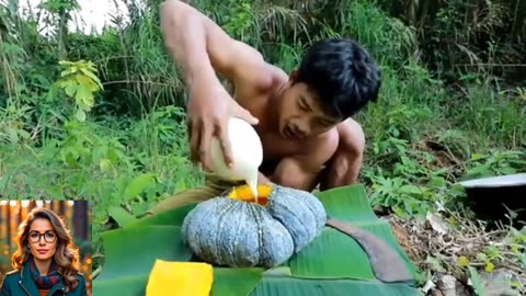 A man takes an ostrich egg