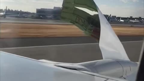 Metal paneling covering an engine detached from an Alaska Airlines plane during landing