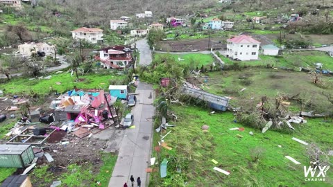 Hurricane Beryl Drone video from Carriacou, Grenada after category 4 slams island