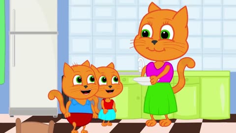 Cats Family in English - Dinosaur Ride Cartoon for Kids