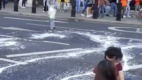 Vegetarians and animal rights activists are plastering the wall of the British Parliament