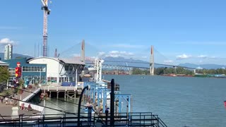 Small boat on the Fraser river Vancouver Canada