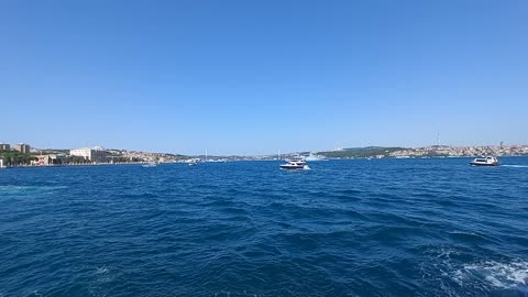 A beautiful view of the sea from inside the ship as it moves