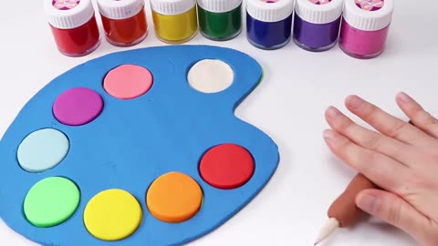 DIY How to Make Rainbow Art Palette and Color Brush with Play Doh