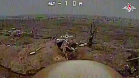 Russian Armed Forces paratroopers' FPV drone hit an enemy unit in cover