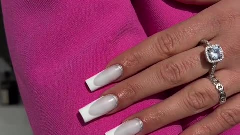 Metalic and white french Nails