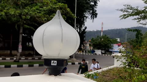 The beauty of the white mosque on the Padang beach