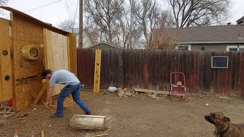 Man Lands 3 Meters Underhand Throw to Catch a Ring on Axe Handle