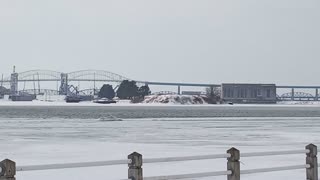 Riverfront Skate with view of USA