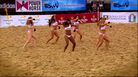 The cheerleaders of the Euro Beach Soccer League Superfinal Torredembarra 2014