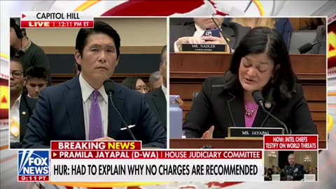 Rep. Jayapal: "You exonerated [Biden]" Hur: "I did not exonerate him"Rep.