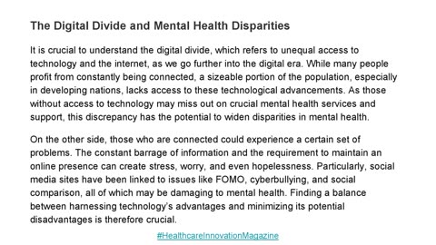 Mental Health in the Digital Age: Navigating the Challenges and Cultivating Resilience