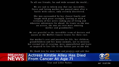 Actress Kirstie Alley dies from cancer at age 71