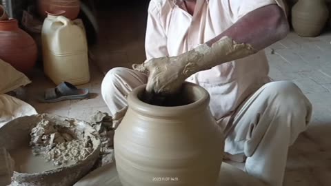 Clay pots are being made very finely here