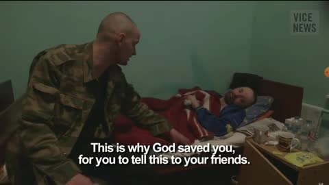 Ukraine war. A wounded Ukrainian soldier is cured by the enemy