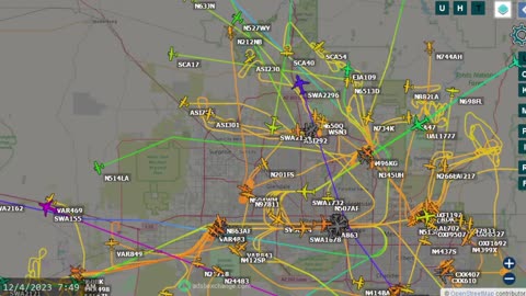 Central Phoenix Arizona Air Plane Traffic Time Lapse - Past few days - Dec 6th 2023