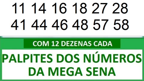 PALPITES DOS NÚMEROS DA MEGA SENA COM 12 DEZENAS zm zn zo zp zq zr zs zt zu zv zw zx