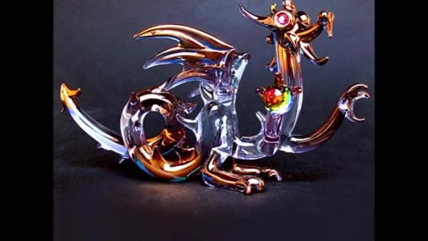 $ THIS MY Dragon STORY OF Medieval Hand Blown Glass Figurine Crystal Gold