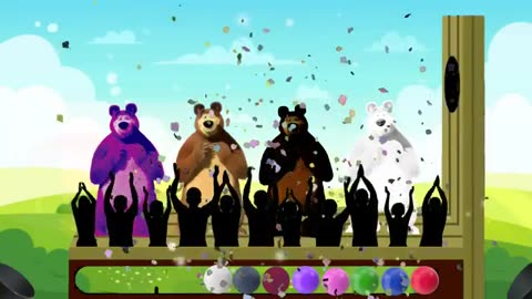 Coloring Pages For Children With Masha And The Bear - Colored Balls Coloring Kids Song